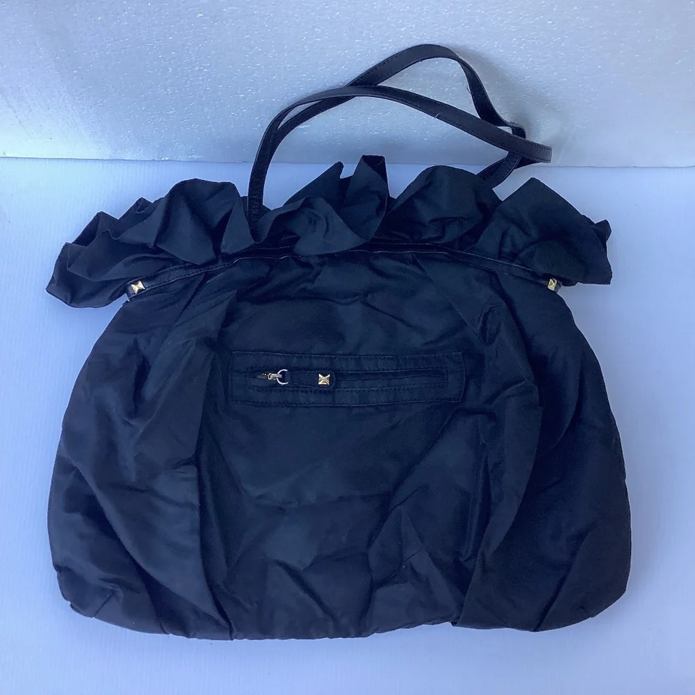Felix Rey Black Ruffled Shoulder Bag - Picture 2 of 5